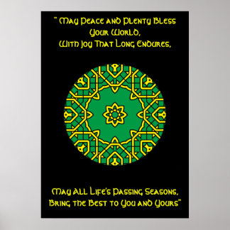 A42 Celtic Kaleidoscopic Mandala-Irish Blessing.6 Poster