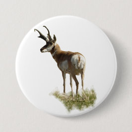 A43 Pronghorn Antelope Buck Ronde Button 7,6 Cm