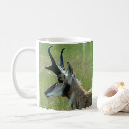 A47 Pronghorn Antelope Big Buck Head Profiel Koffiemok (Met donut)