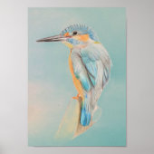 A4 Prachtige Kingfisher Pencil Tekening Afdruk Poster (Voorkant)