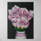 A4 Prachtige roze bloemen acrylverfafdruk Poster (Voorkant)