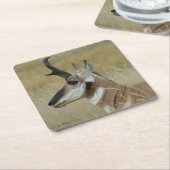 A4 Pronghorn Antelope Buck Head profiel Kartonnen Onderzetters (Schuin)