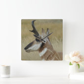A4 Pronghorn Shot Profile Antelope Vierkante Klok (Huis)