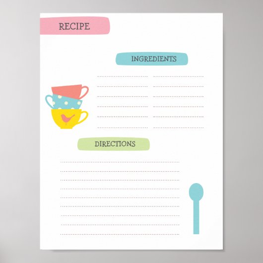 A4 Recept Sjabloon (Directe Download) Poster (Voorkant)