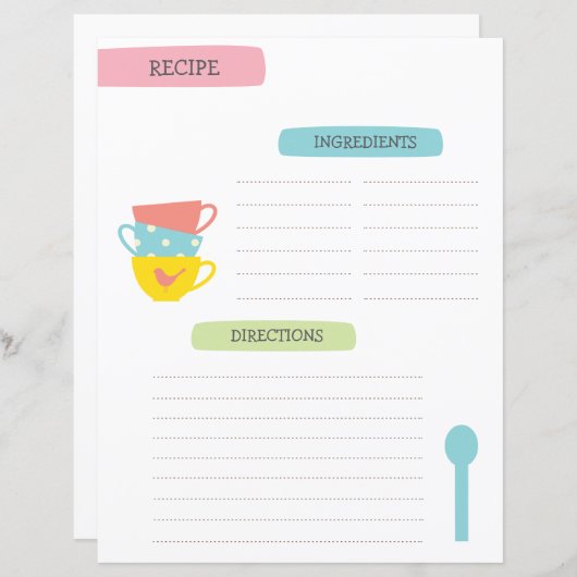 A4 Recipe Template (Voorkant / Achterkant)