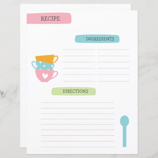 A4 Recipe Template (Voorkant / Achterkant)