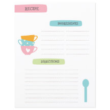 A4 Recipe Template