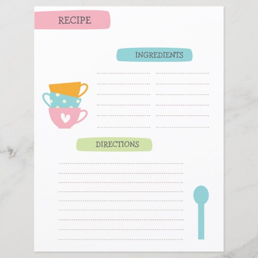 A4 Recipe Template (Voorkant)