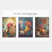 A4 Rooster Collection Wrapping Paper Decoupage  (Voorkant)
