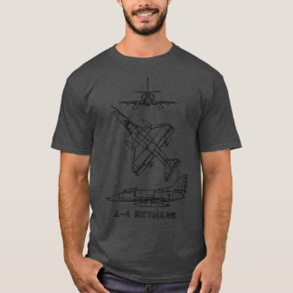 A4 Skyhawk American 1950s Jet Fighter Plane Bluepr T-shirt