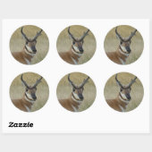 A5 Pronghorn Antelope Buck Head Shot Ronde Sticker (Vel)