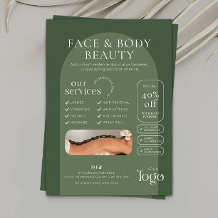 A5 Saliegroen Boheemse Stijl Schoonheid Spa Salon Flyer