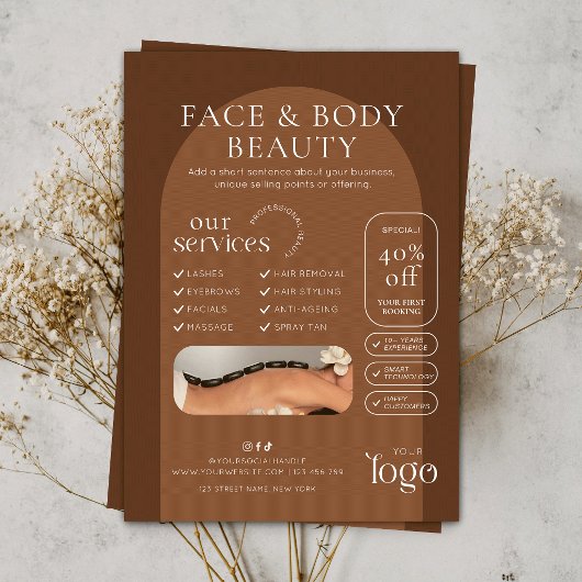 A5 Trendy Boho Terracotta Schoonheid Spa Salon Flyer