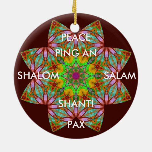 A62 Kaleidoscopische vredesversiering.1 Keramisch Ornament (Achterkant)