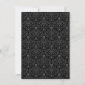 A6 Paarse en zwarte Damask Monogram Wedding Invite Kaart (Achterkant)