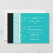 A6 Turquoise One-Side Damask Wedding Invitations Kaart (Voorkant)