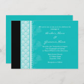 A6 Turquoise One-Side Damask Wedding Invitations Kaart (Voorkant / Achterkant)