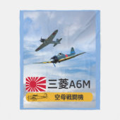 A6M MITSUBISHI "ZERO" GEVECHTSESKADER FLEECE DEKEN (Voorkant)