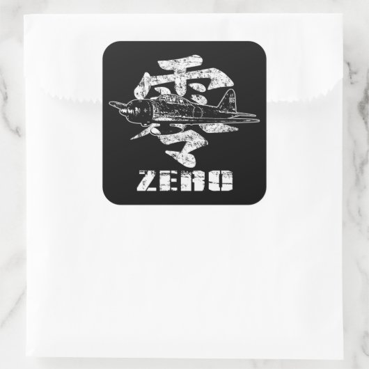 A6M nul Vierkante Sticker (Tas)