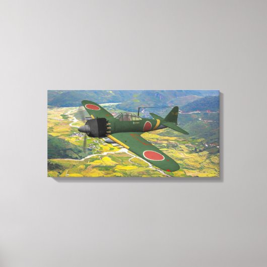 A6M Zero tijdens de vlucht Canvas Afdruk (Voorkant)