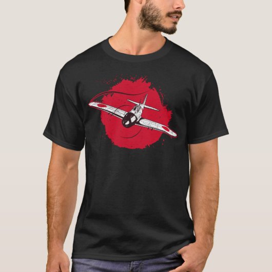 A6M Zero | World War 2 Japanese Plane Retro T-shirt (Voorkant)