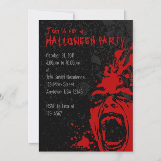 A7 Bloody Scream Halloween Invitations Kaart (Voorkant)
