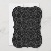 A7 Blue & Black Damask Monogram Wedding Invites Kaart (Achterkant)