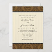 A7 Bruin & Cream Striped Photo Wedding Invitations Kaart (Achterkant)