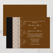 A7 Chocolate Brown Damask Wedding Invitations Kaart (Voorkant / Achterkant)