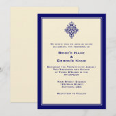 A7 Cream & Royal Blue Simple Wedding Invitations Kaart (Voorkant / Achterkant)