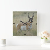 A8 Pronghorn Antelope Big Buck Vierkante Klok (Huis)