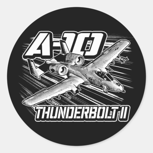 A-10 Thunderbolt II Classic Round Sticker Sticker (Voorkant)