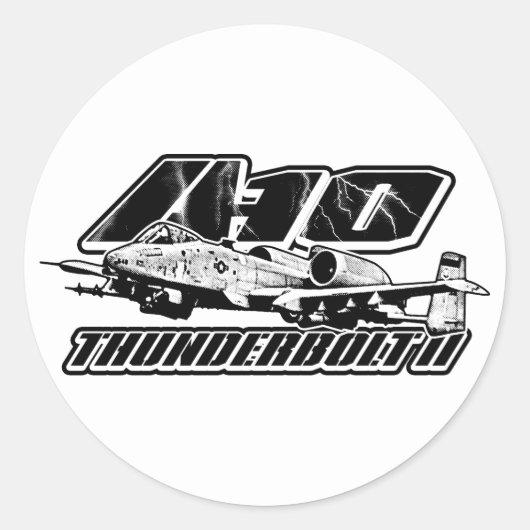 A-10 Thunderbolt II Classic Round Sticker Sticker (Voorkant)