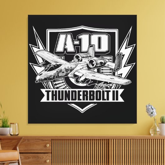A-10 Thunderbolt II Stretched Canvas afdrukken (Insitu (Woonkamer))
