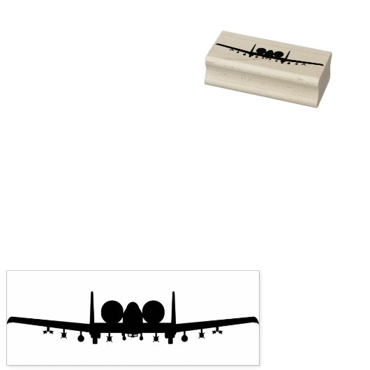 A-10 Warthog Jet Front Uitzicht houten stempel (Gestempeld)