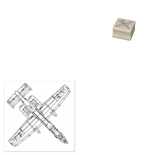 A-10 Warthog Jet Top Uitzicht Wood Stamp Rubberstempel (Gestempeld)