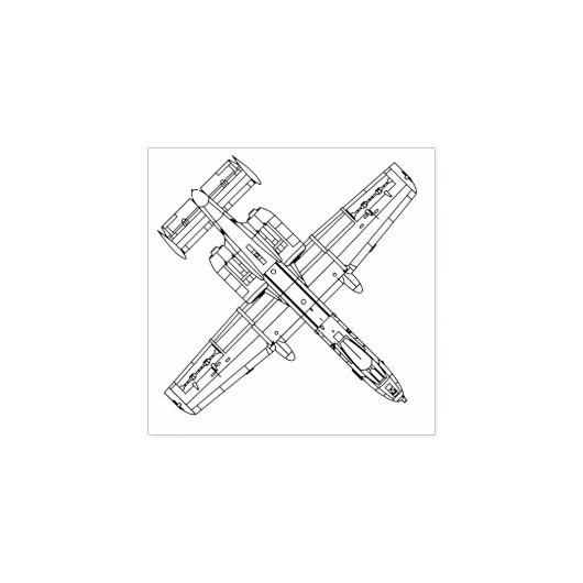 A-10 Warthog Jet Top Uitzicht Wood Stamp Rubberstempel (Afrduk)
