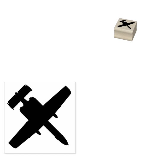 A-10 Warthog Jet Top Uitzicht Wood Stamp Rubberstempel (Gestempeld)