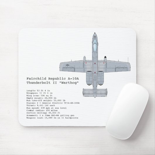 A-10 Warthog mousepad Muismat (Met muis)
