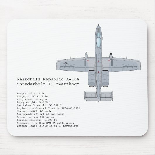 A-10 Warthog mousepad Muismat (Voorkant)
