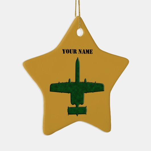 A-10 Warthog Silhouet Groen Camo Vliegtuig Keramisch Ornament (Rechts)