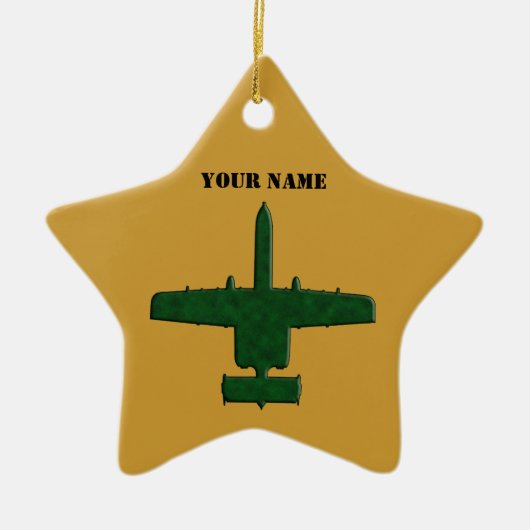 A-10 Warthog Silhouet Groen Camo Vliegtuig Keramisch Ornament (Voorkant)