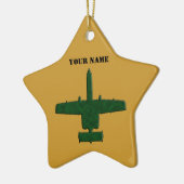 A-10 Warthog Silhouet Groen Camo Vliegtuig Keramisch Ornament (Links)