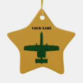 A-10 Warthog Silhouet Groen Camo Vliegtuig Keramisch Ornament (Achterkant)