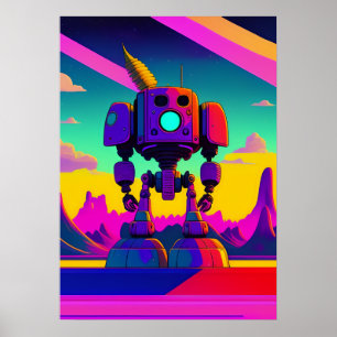 A 60s Geïnspireerde robot met skelet Poster