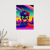 A 60s Geïnspireerde robot met skelet Poster (Keuken)