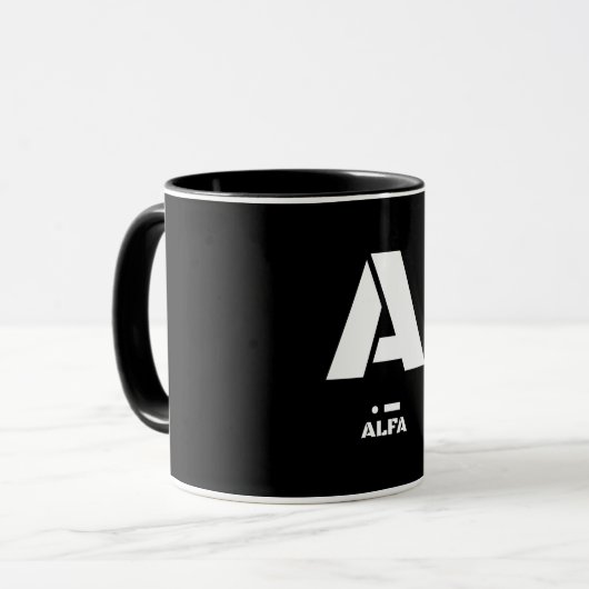 A (Alfa) NATO Fonetisch Alfabet & Morsecode Mok (Voorkant links)