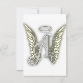 A - Angel Alphabet Initiaal Letter Wings Halo Kaart (Achterkant)