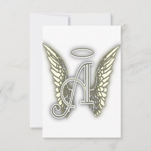 A - Angel Alphabet Initiaal Letter Wings Halo Kaart (Achterkant)