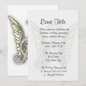 A - Angel Alphabet Initiaal Lrtter Wings Halo Kaart (Voorkant / Achterkant)